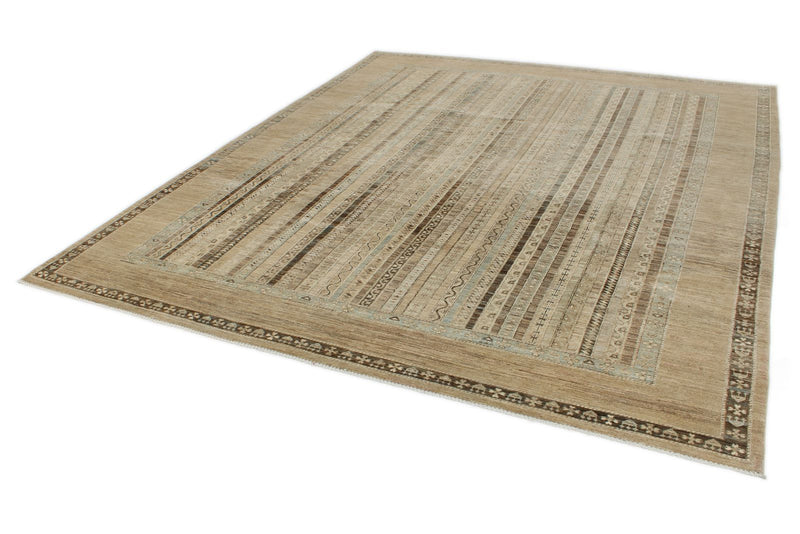 8x10 Brown and Multicolor Turkish Tribal Rug