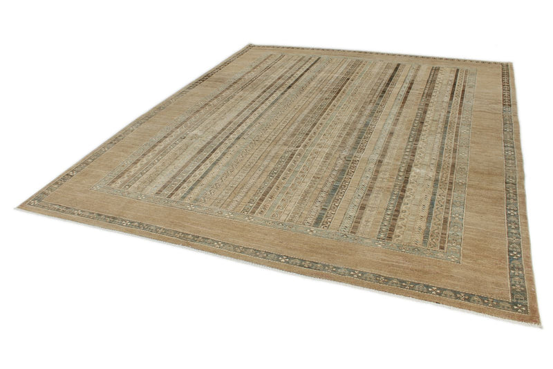 8x10 Brown and Multicolor Turkish Tribal Rug