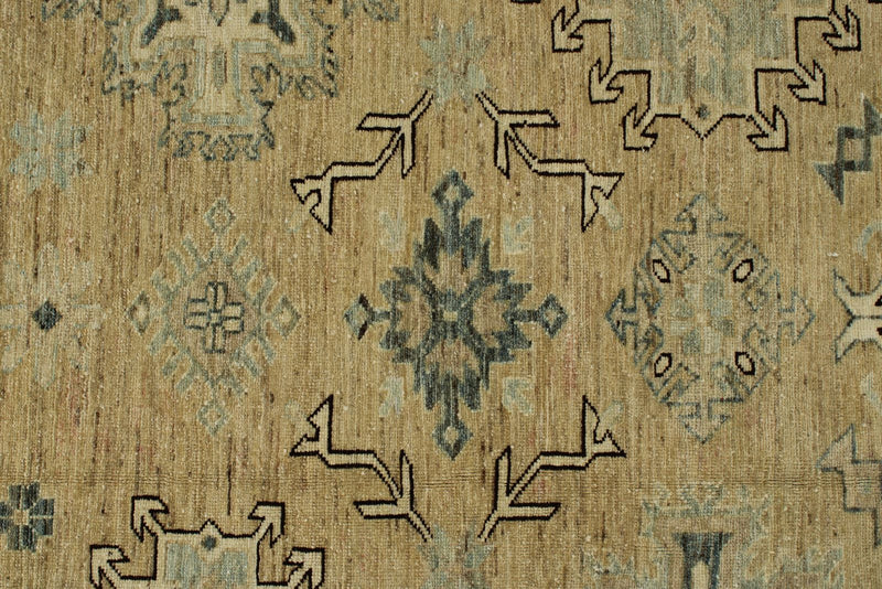 12x15 Brown and Ivory Turkish Tribal Rug