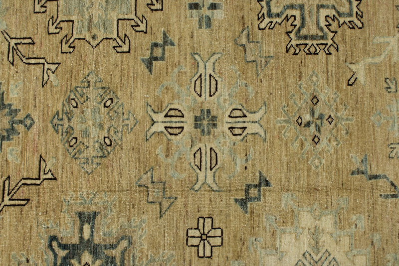 12x15 Brown and Ivory Turkish Tribal Rug