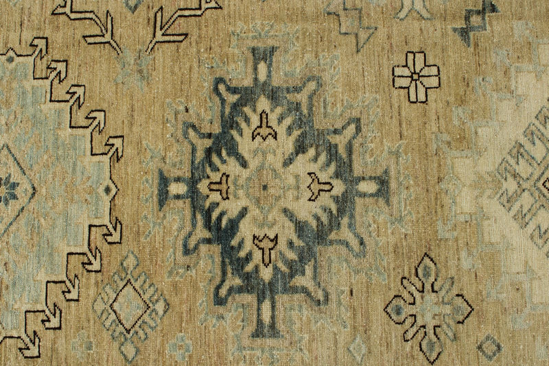 12x15 Brown and Ivory Turkish Tribal Rug