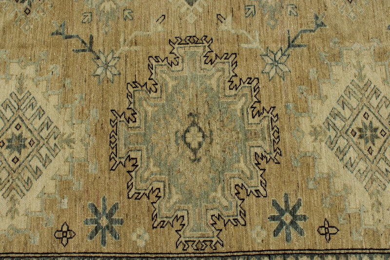 12x15 Brown and Ivory Turkish Tribal Rug