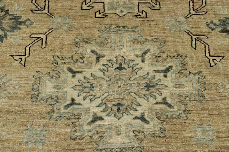 12x15 Brown and Ivory Turkish Tribal Rug