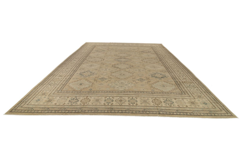 12x15 Brown and Ivory Turkish Tribal Rug
