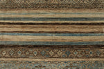 9x12 Brown and Blue Turkish Tribal Rug