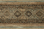 9x12 Brown and Blue Turkish Tribal Rug