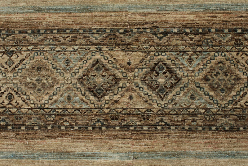 9x12 Brown and Blue Turkish Tribal Rug