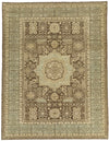 9x12 Ivory and Brown Turkish Tribal Rug