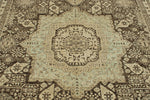 9x12 Ivory and Brown Turkish Tribal Rug