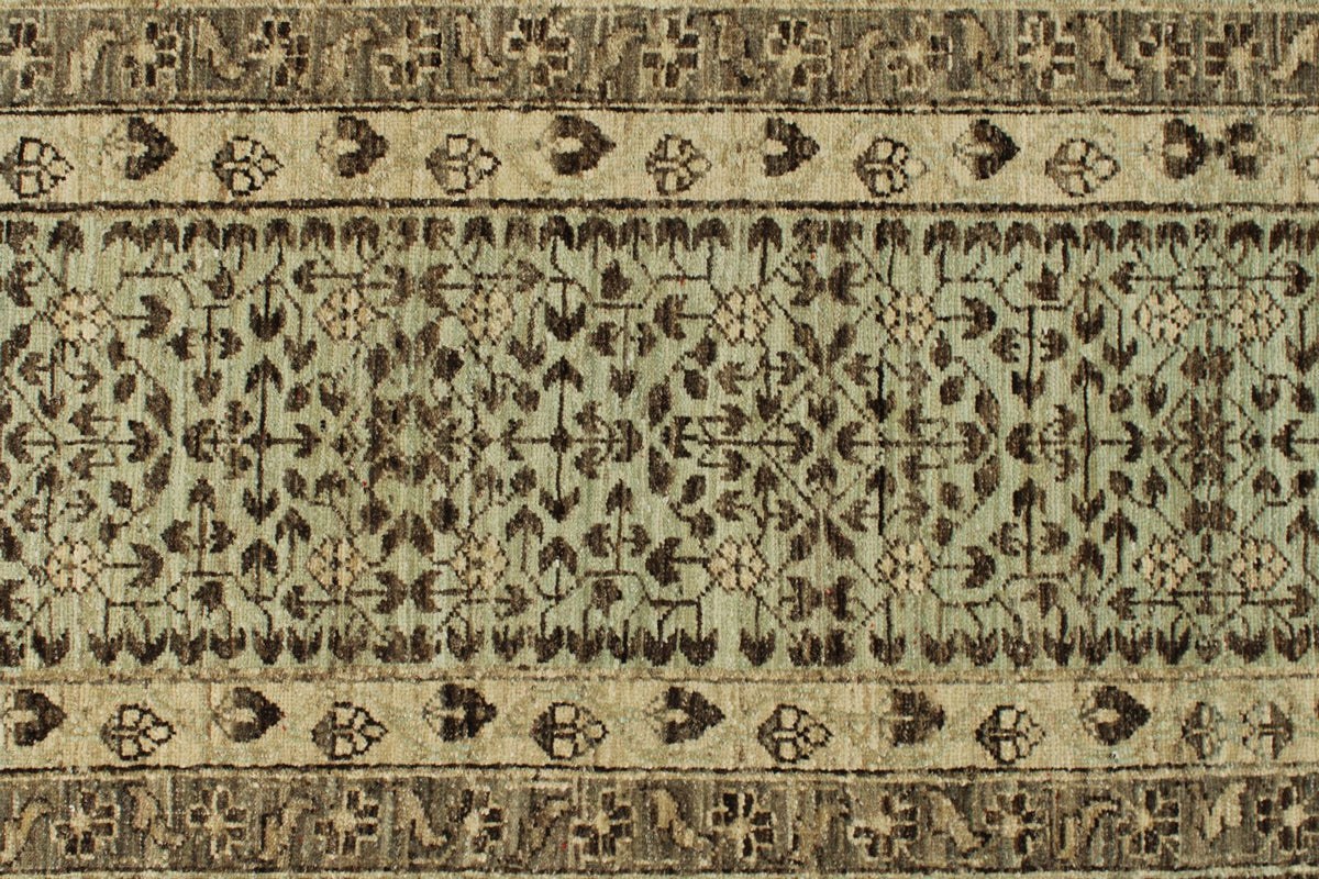 9x12 Ivory and Brown Turkish Tribal Rug