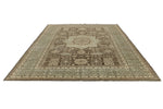 9x12 Ivory and Brown Turkish Tribal Rug