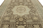 9x12 Ivory and Brown Turkish Tribal Rug
