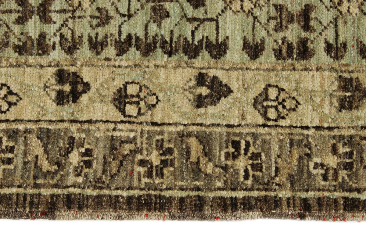 9x12 Ivory and Brown Turkish Tribal Rug