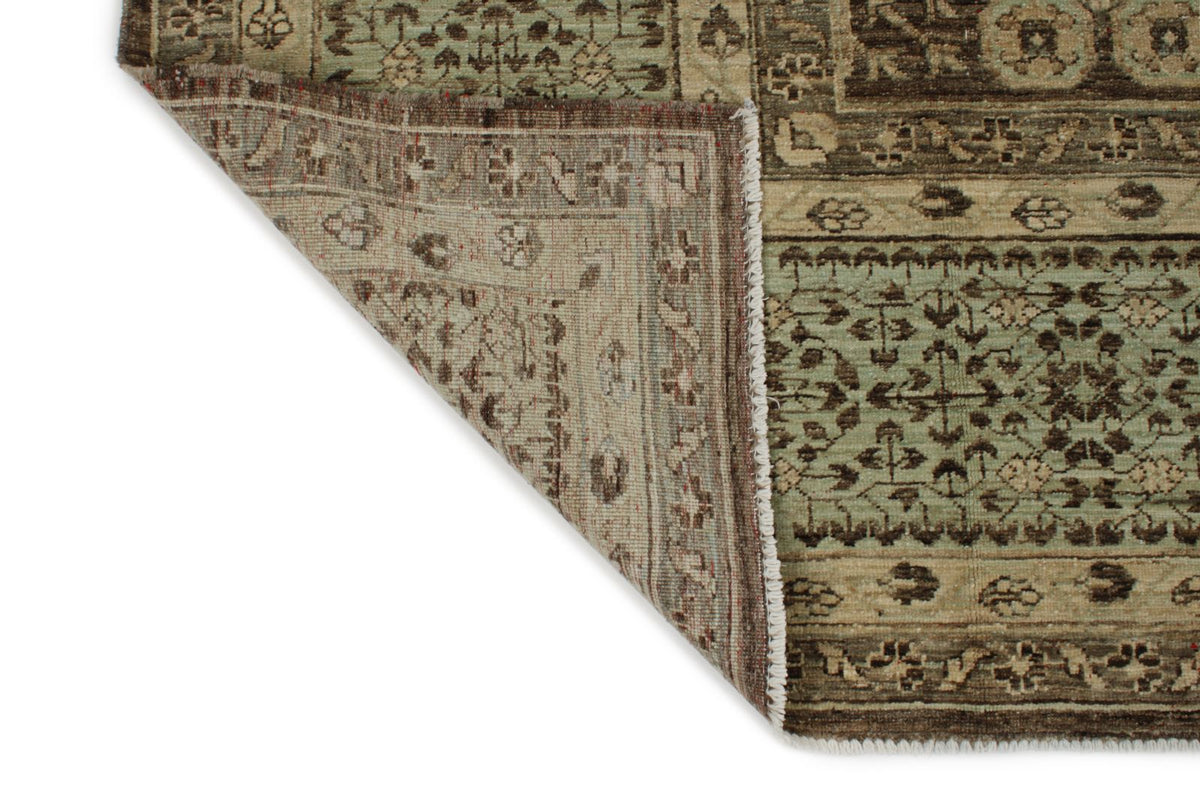 9x12 Ivory and Brown Turkish Tribal Rug