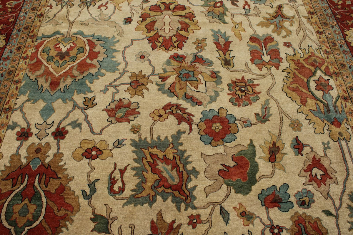 9x12 Ivory and Red Persian Rug