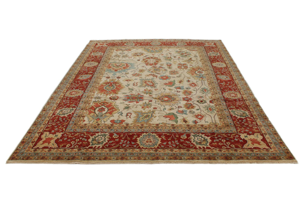 9x12 Ivory and Red Persian Rug