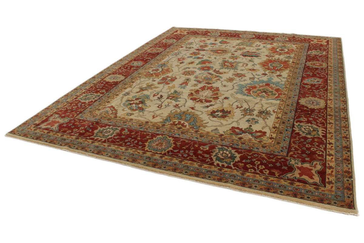 9x12 Ivory and Red Persian Rug