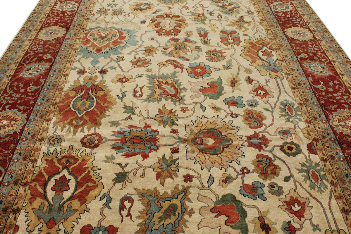 9x12 Ivory and Red Persian Rug
