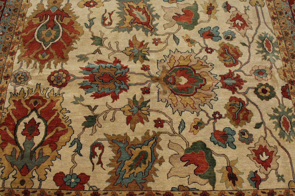 9x12 Ivory and Red Persian Rug