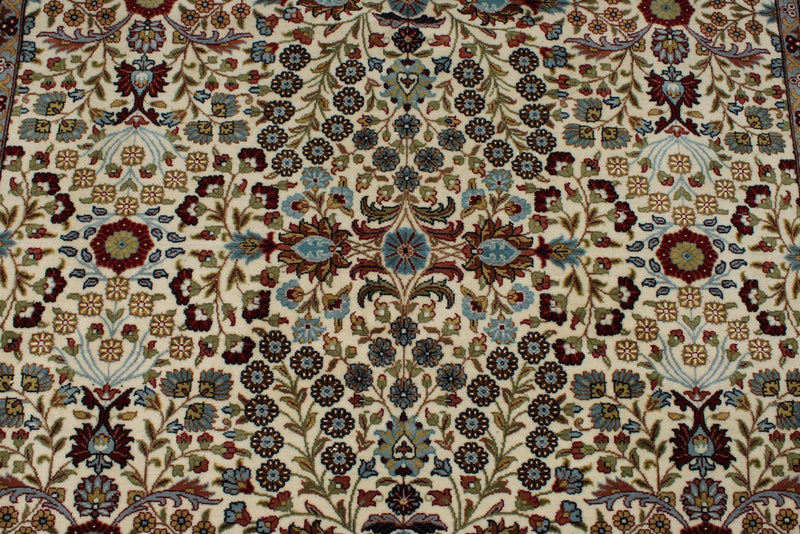6x8 Ivory and Burgundy Turkish Traditional Rug