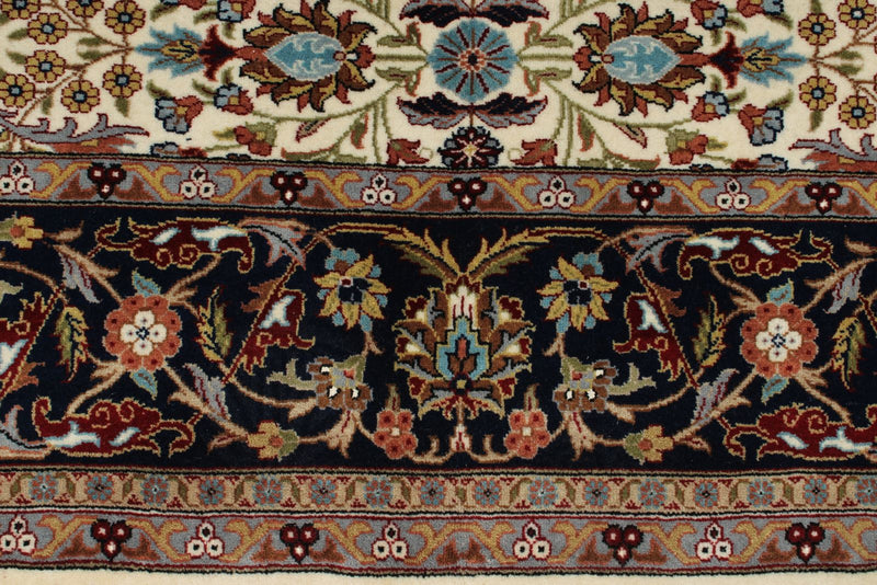 6x8 Ivory and Burgundy Turkish Traditional Rug