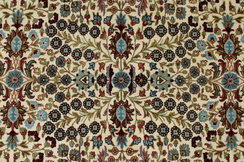 6x8 Ivory and Burgundy Turkish Traditional Rug