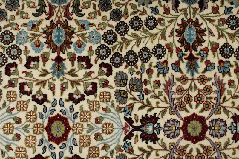 6x8 Ivory and Burgundy Turkish Traditional Rug