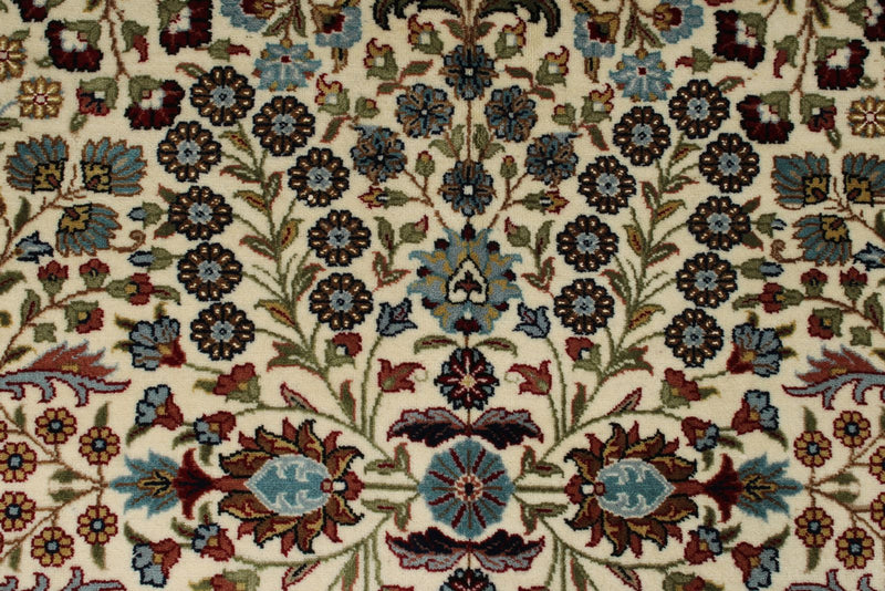6x8 Ivory and Burgundy Turkish Traditional Rug
