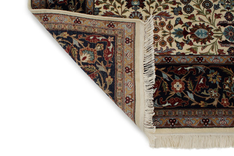 6x8 Ivory and Burgundy Turkish Traditional Rug