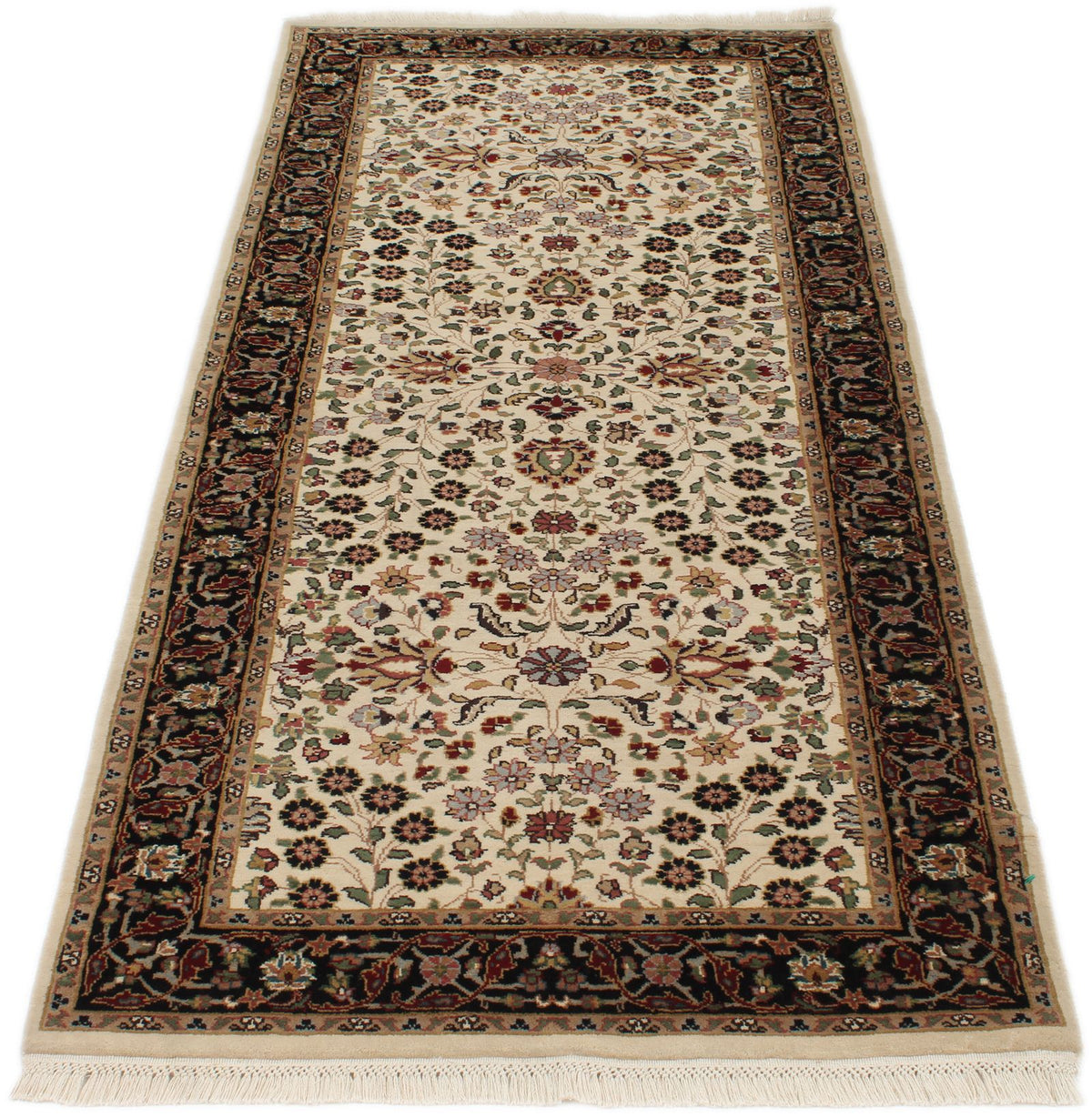 3x7 Ivory and Black Turkish Traditional Runner