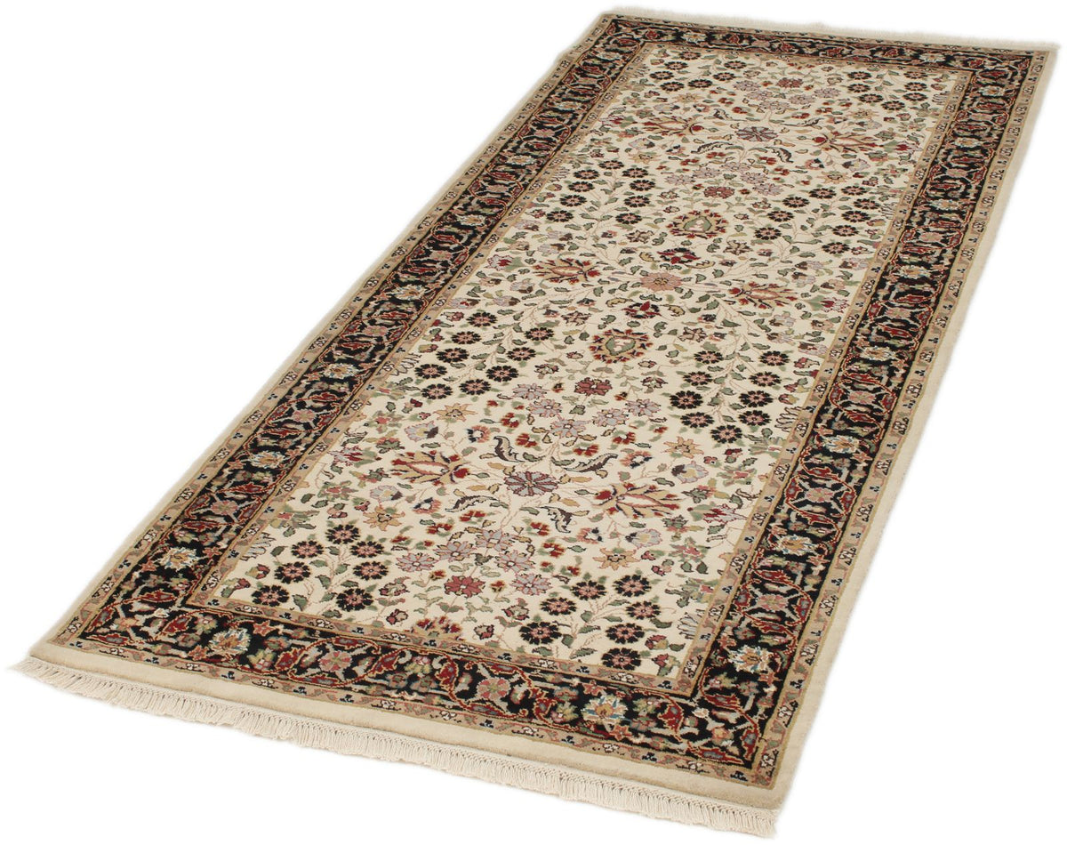 3x7 Ivory and Black Turkish Traditional Runner