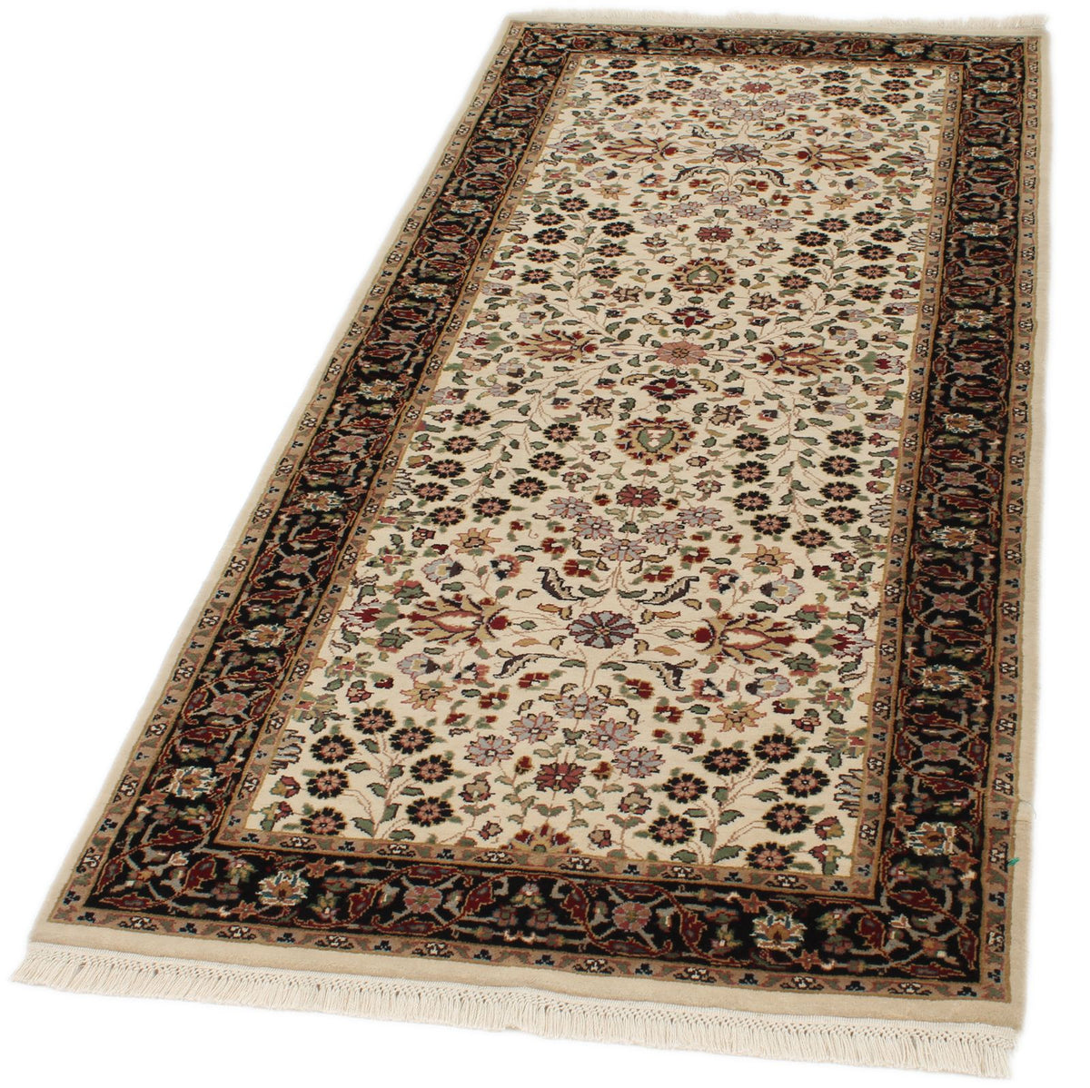 3x7 Ivory and Black Turkish Traditional Runner