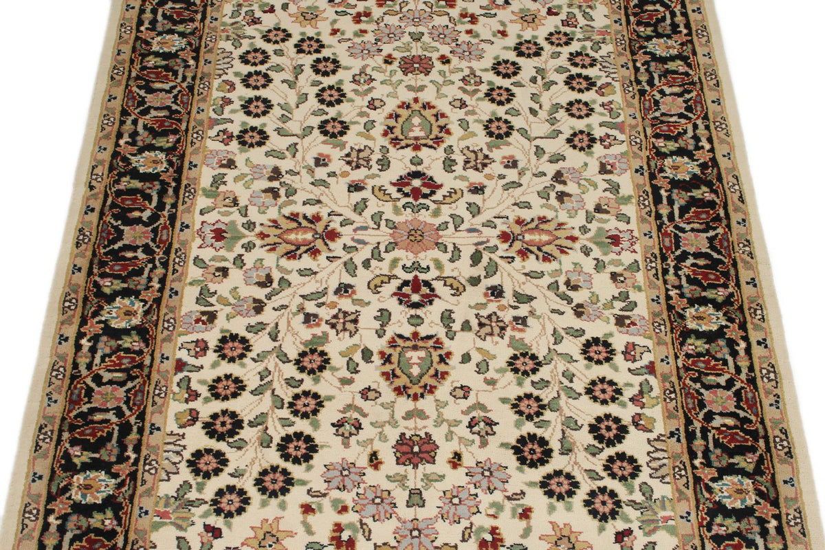3x7 Ivory and Black Turkish Traditional Runner