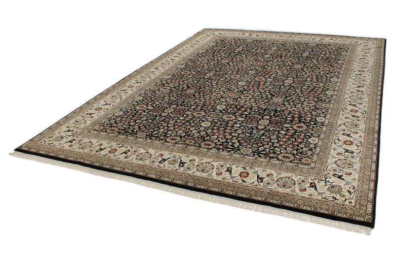 8x12 Black and Ivory Turkish Traditional Rug