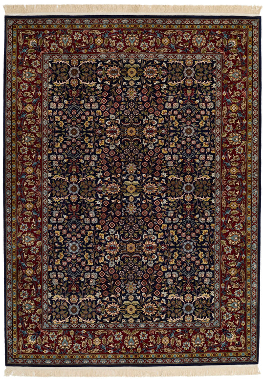 6x8 Black and Burgundy Turkish Traditional Rug