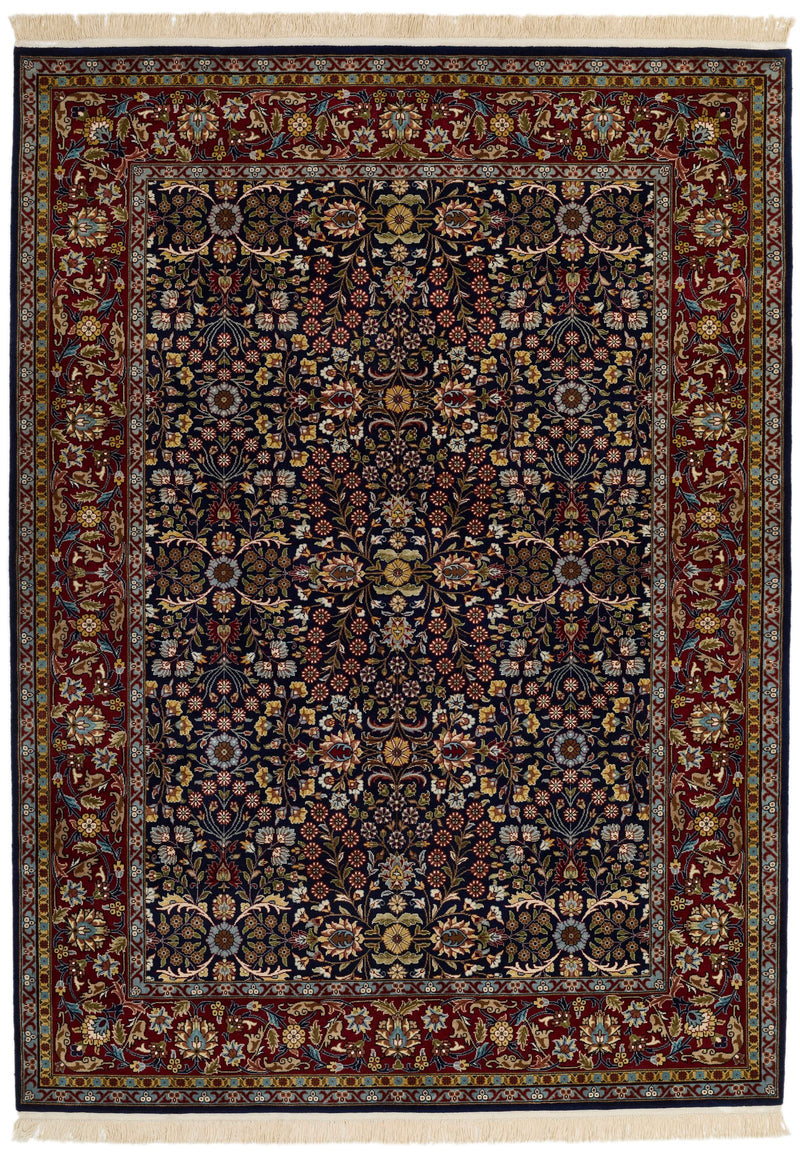 6x8 Black and Burgundy Turkish Traditional Rug