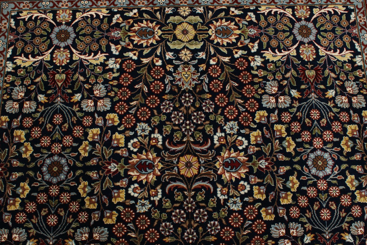 6x8 Black and Burgundy Turkish Traditional Rug