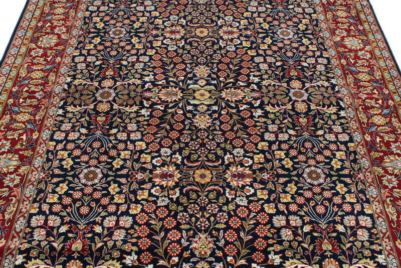6x8 Black and Burgundy Turkish Traditional Rug