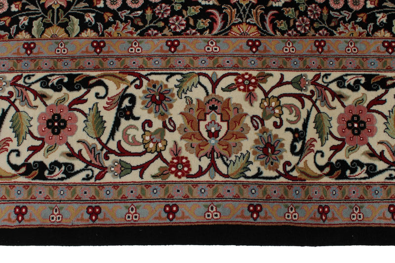 8x12 Black and Ivory Turkish Traditional Rug