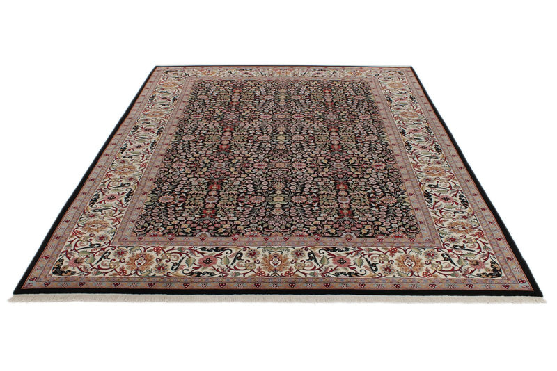 8x12 Black and Ivory Turkish Traditional Rug