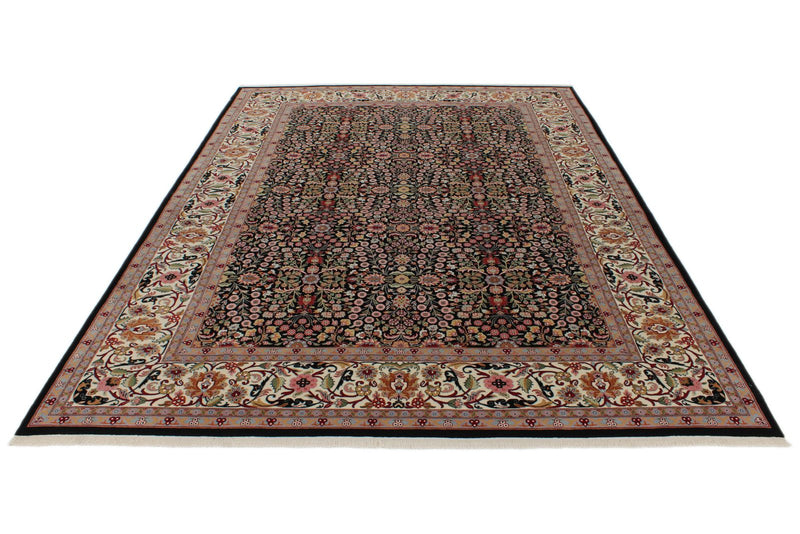 8x12 Black and Ivory Turkish Traditional Rug