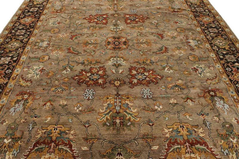 9x12 Light Brown and Brown Persian Rug