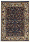 8x11 Navy and Ivory Turkish Silk Rug