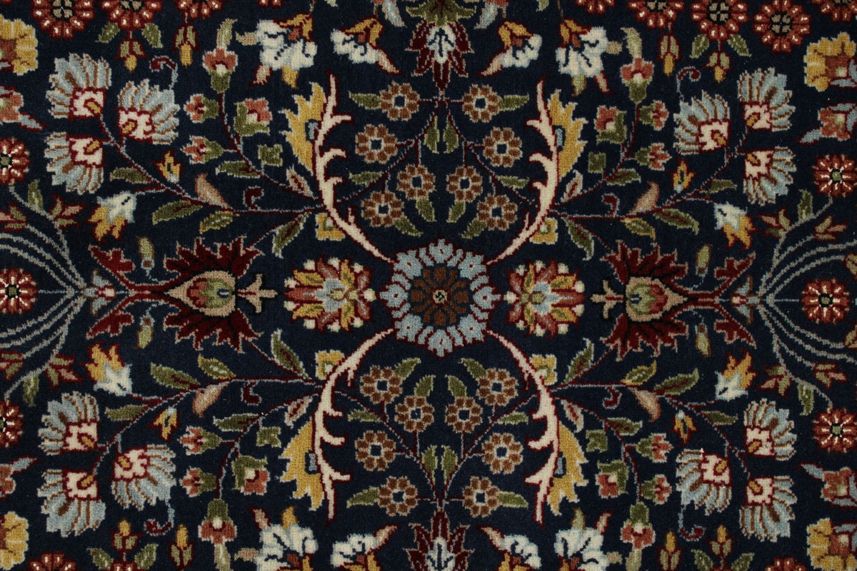 8x11 Navy and Ivory Turkish Silk Rug