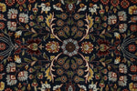 8x11 Navy and Ivory Turkish Silk Rug