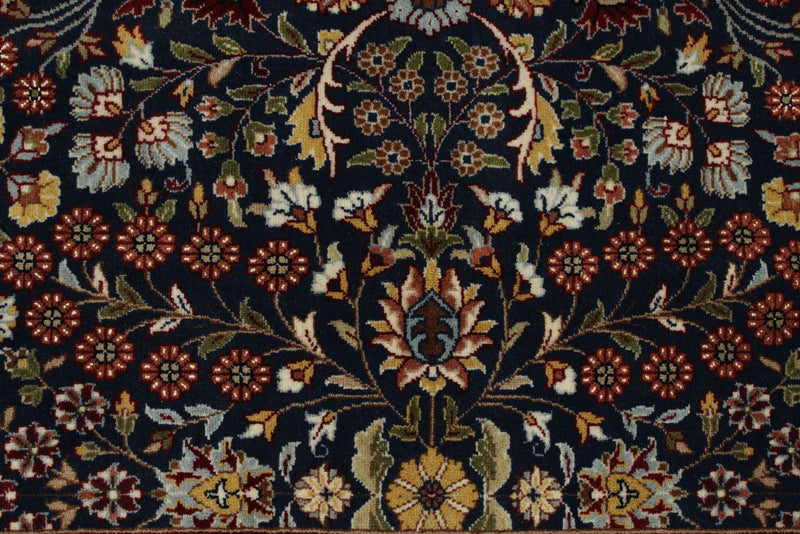 8x11 Navy and Ivory Turkish Silk Rug