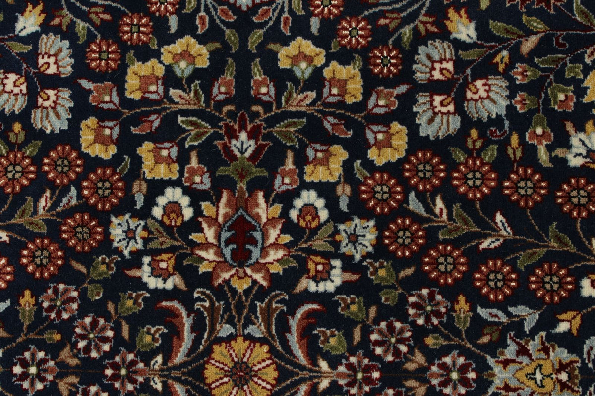 8x11 Navy and Ivory Turkish Silk Rug