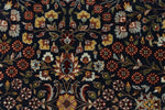 8x11 Navy and Ivory Turkish Silk Rug