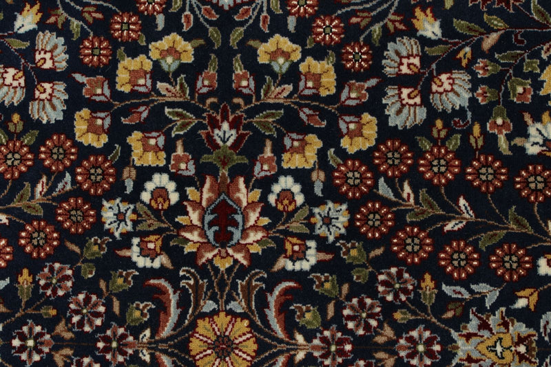 8x11 Navy and Ivory Turkish Silk Rug