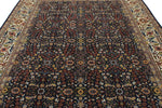 8x11 Navy and Ivory Turkish Silk Rug